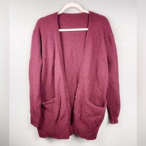 Madewell WOMENS Ryder Cardigan Sweater Merino Wool Alpaca Red Burgundy Stretch
